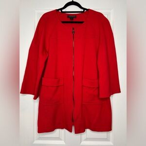 St. John Collection Red Zip-Front Knit Jacket Size XL | Classic Tailored